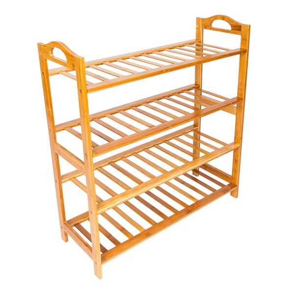 4-Tier Bamboo Shoe Rack in Natural Wood Color