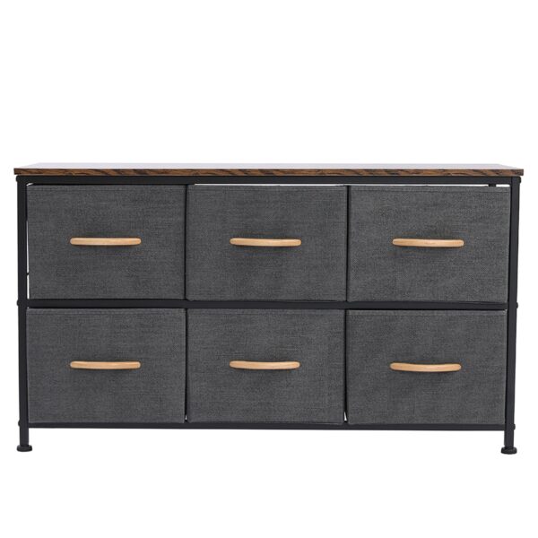 3-Tier Wide Drawer Dresser, Storage Unit with 6 Easy Pull Fabric Drawers