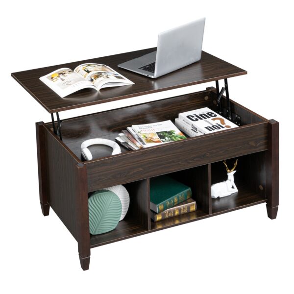 Lift Top Coffee Table Modern Furniture Hidden Compartment and Lift Tabletop Brown